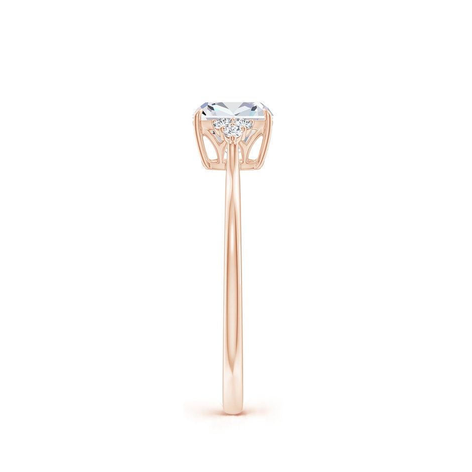 6mm FGVS Lab-Grown Cushion Diamond Engagement Ring with Trio Diamonds in Rose Gold side 299