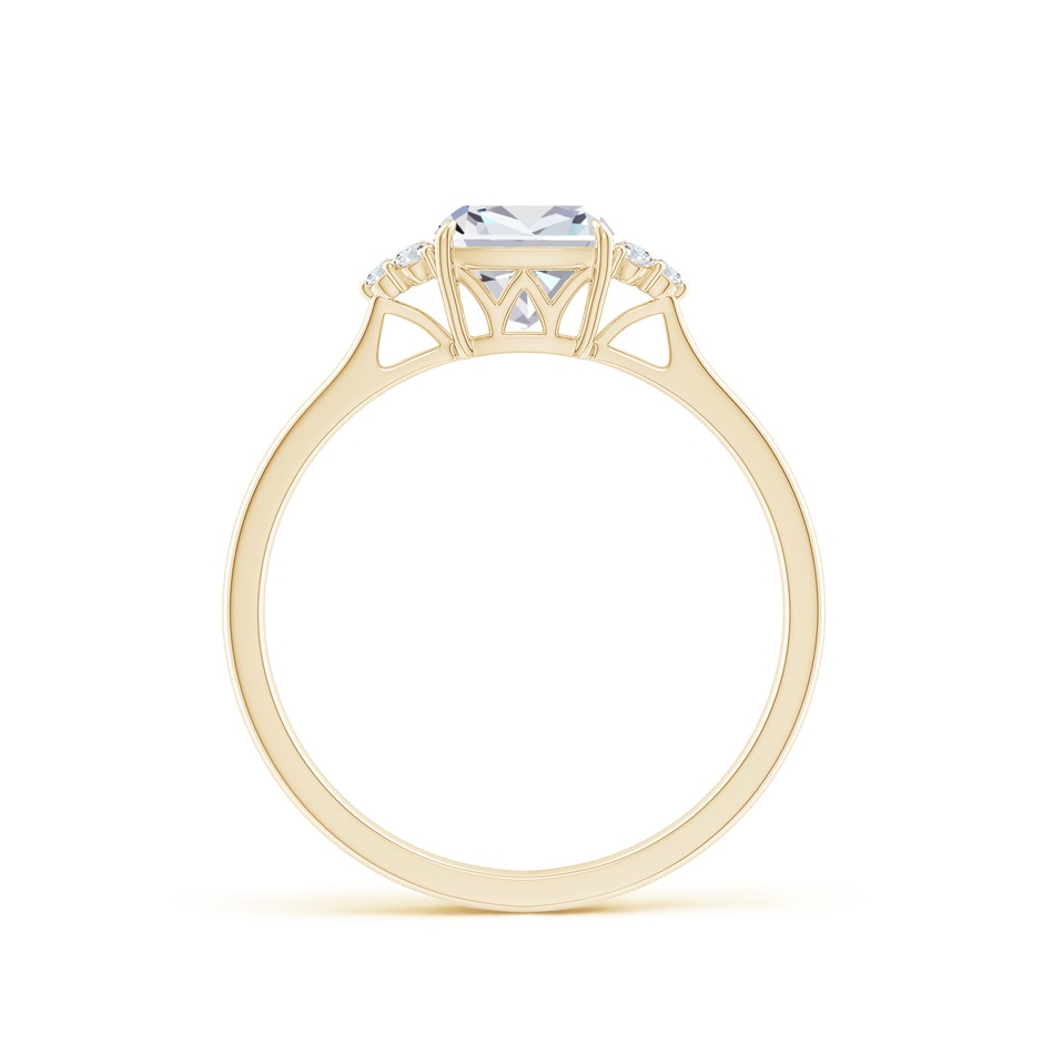 6mm FGVS Lab-Grown Cushion Diamond Engagement Ring with Trio Diamonds in Yellow Gold side 199