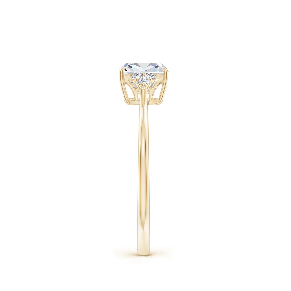 6mm FGVS Lab-Grown Cushion Diamond Engagement Ring with Trio Diamonds in Yellow Gold side 299