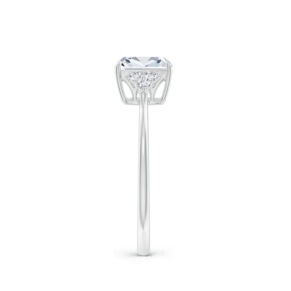 7mm FGVS Lab-Grown Cushion Diamond Engagement Ring with Trio Diamonds in White Gold side 299