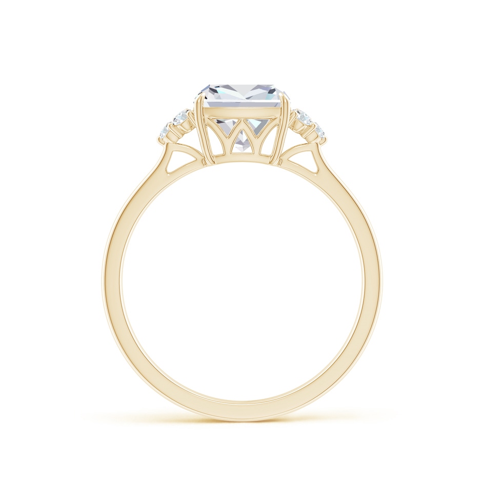 7mm FGVS Lab-Grown Cushion Diamond Engagement Ring with Trio Diamonds in Yellow Gold side 199