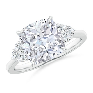 8.9mm FGVS Lab-Grown Cushion Diamond Engagement Ring with Trio Diamonds in P950 Platinum