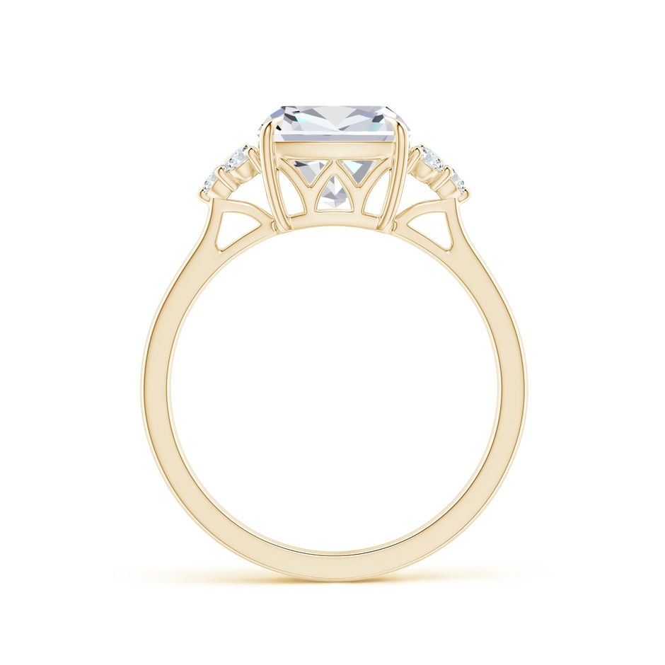 8mm FGVS Lab-Grown Cushion Diamond Engagement Ring with Trio Diamonds in Yellow Gold side 199