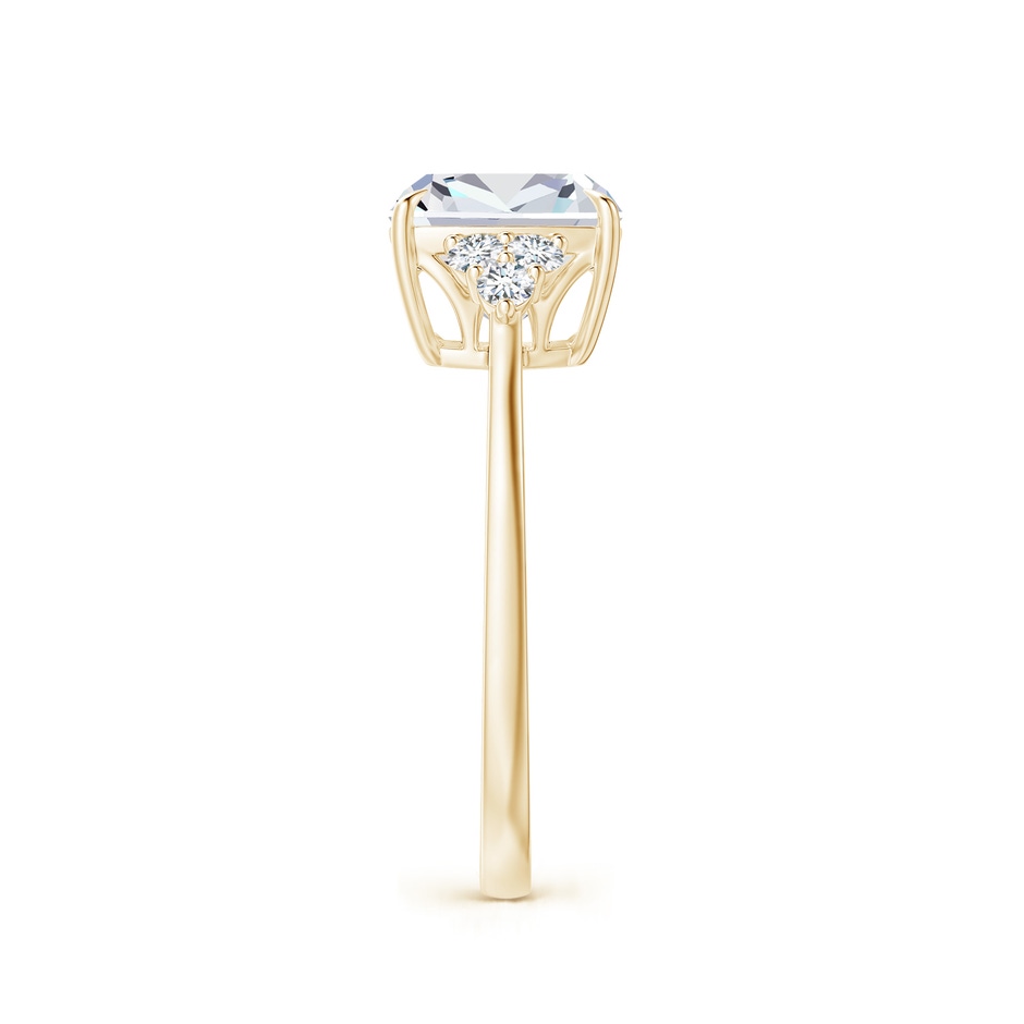 8mm FGVS Lab-Grown Cushion Diamond Engagement Ring with Trio Diamonds in Yellow Gold side 299