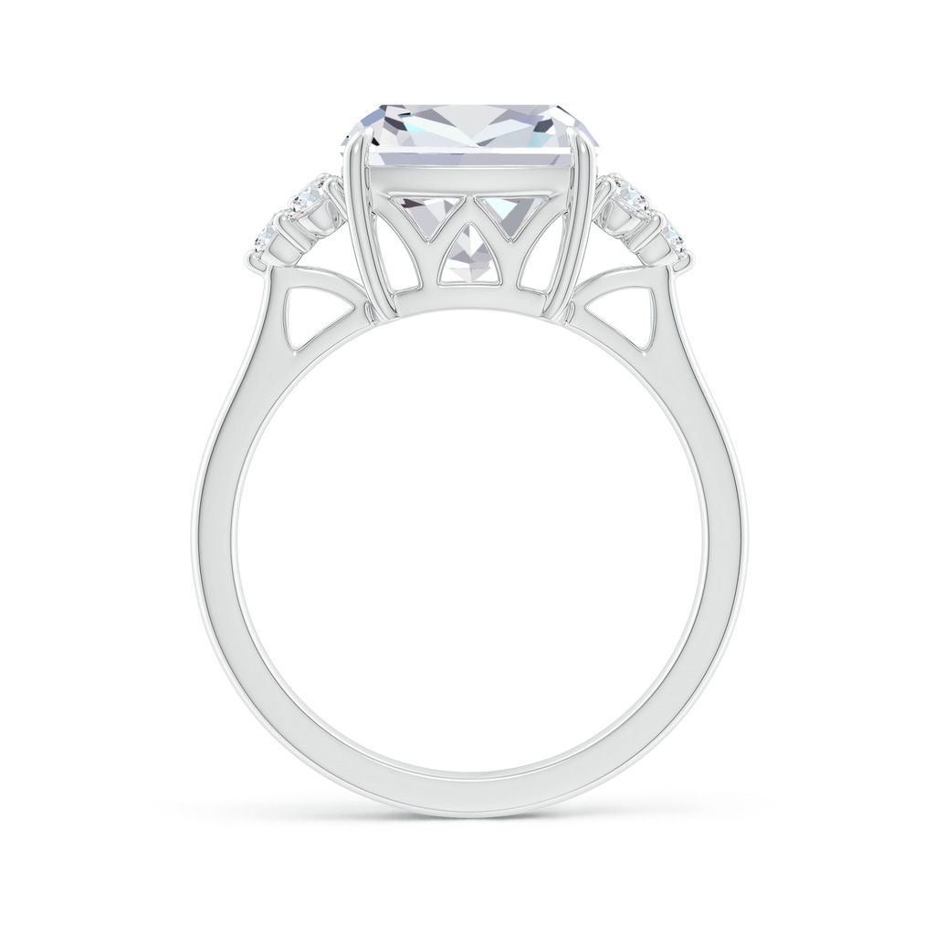 9.4mm FGVS Lab-Grown Cushion Diamond Engagement Ring with Trio Diamonds in P950 Platinum Side 199