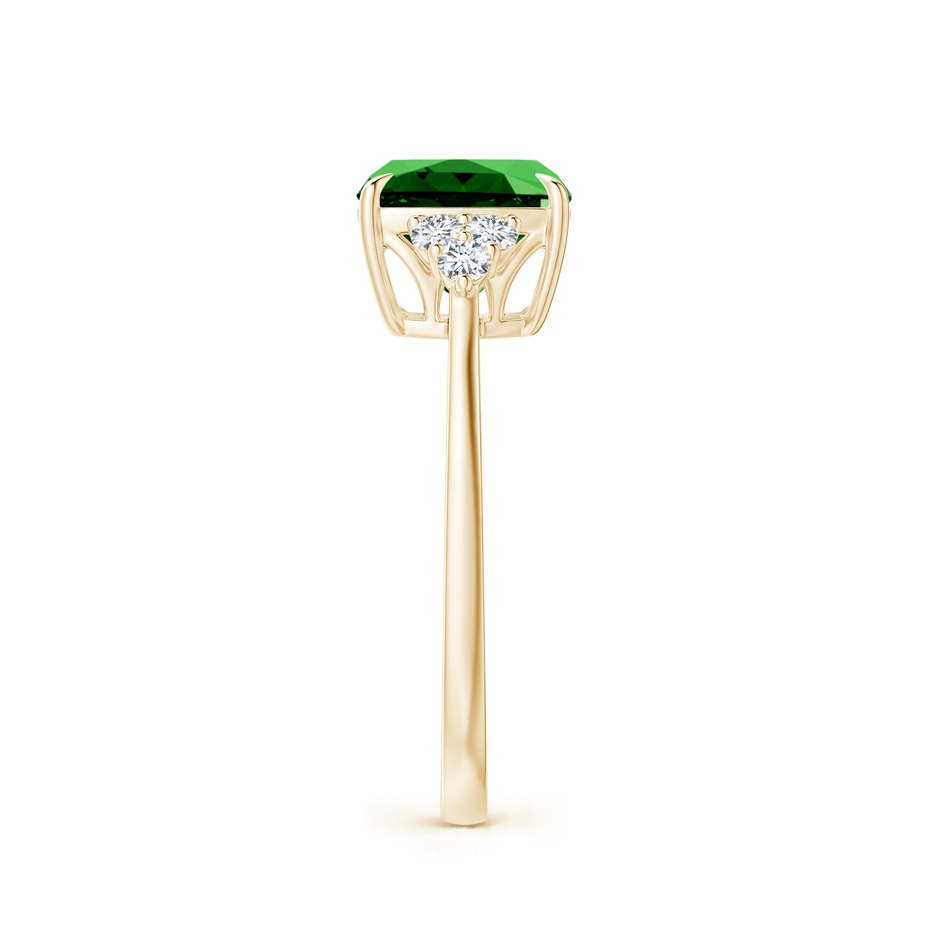 8mm Labgrown Lab-Grown Cushion Emerald Engagement Ring with Trio Diamonds in 9K Yellow Gold side 299