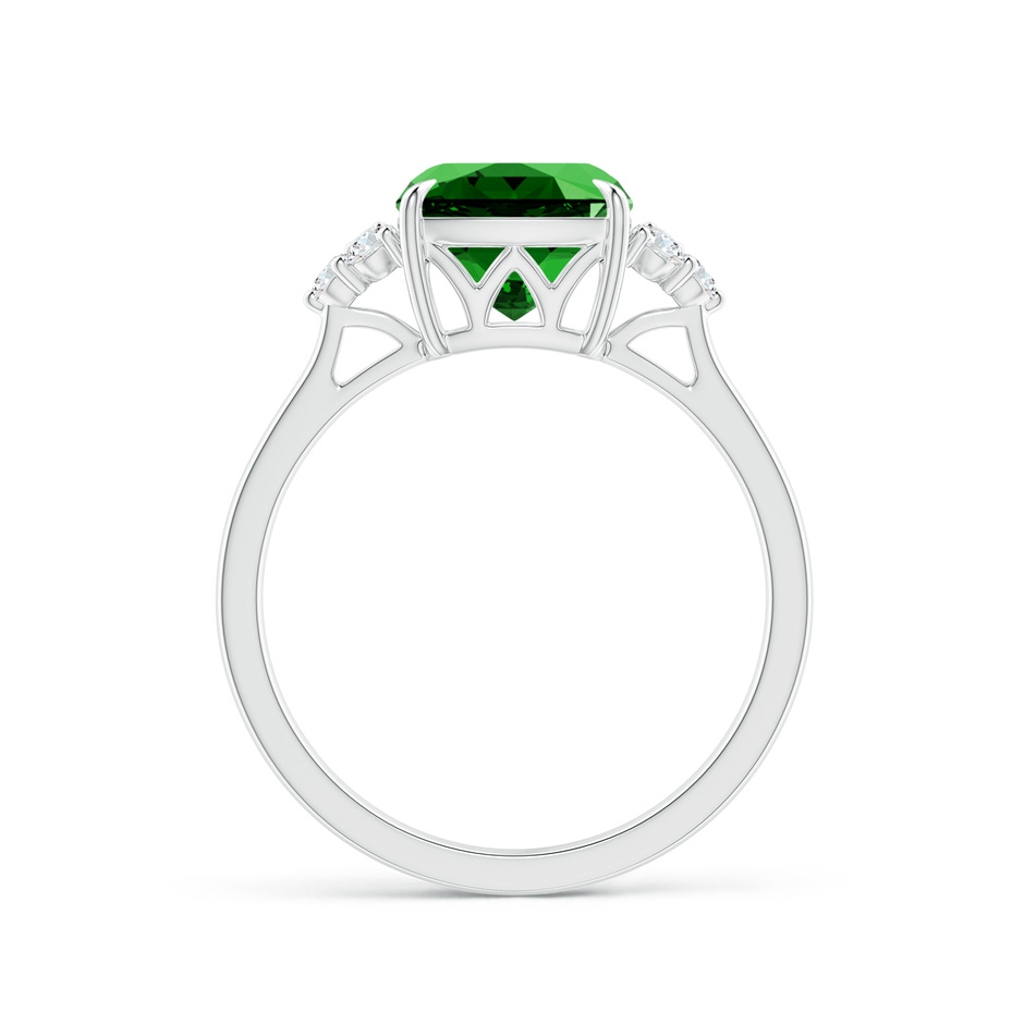8mm Labgrown Lab-Grown Cushion Emerald Engagement Ring with Trio Diamonds in P950 Platinum side 199