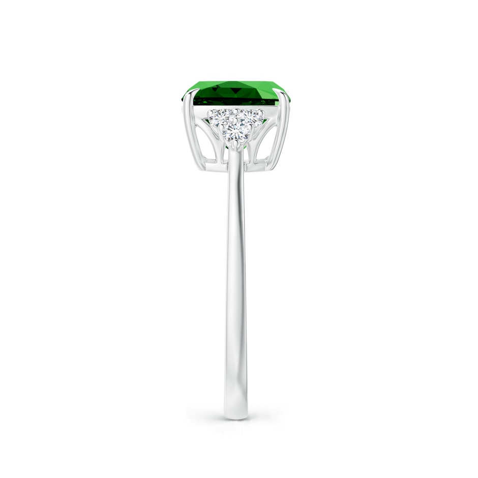 8mm Labgrown Lab-Grown Cushion Emerald Engagement Ring with Trio Diamonds in P950 Platinum side 299