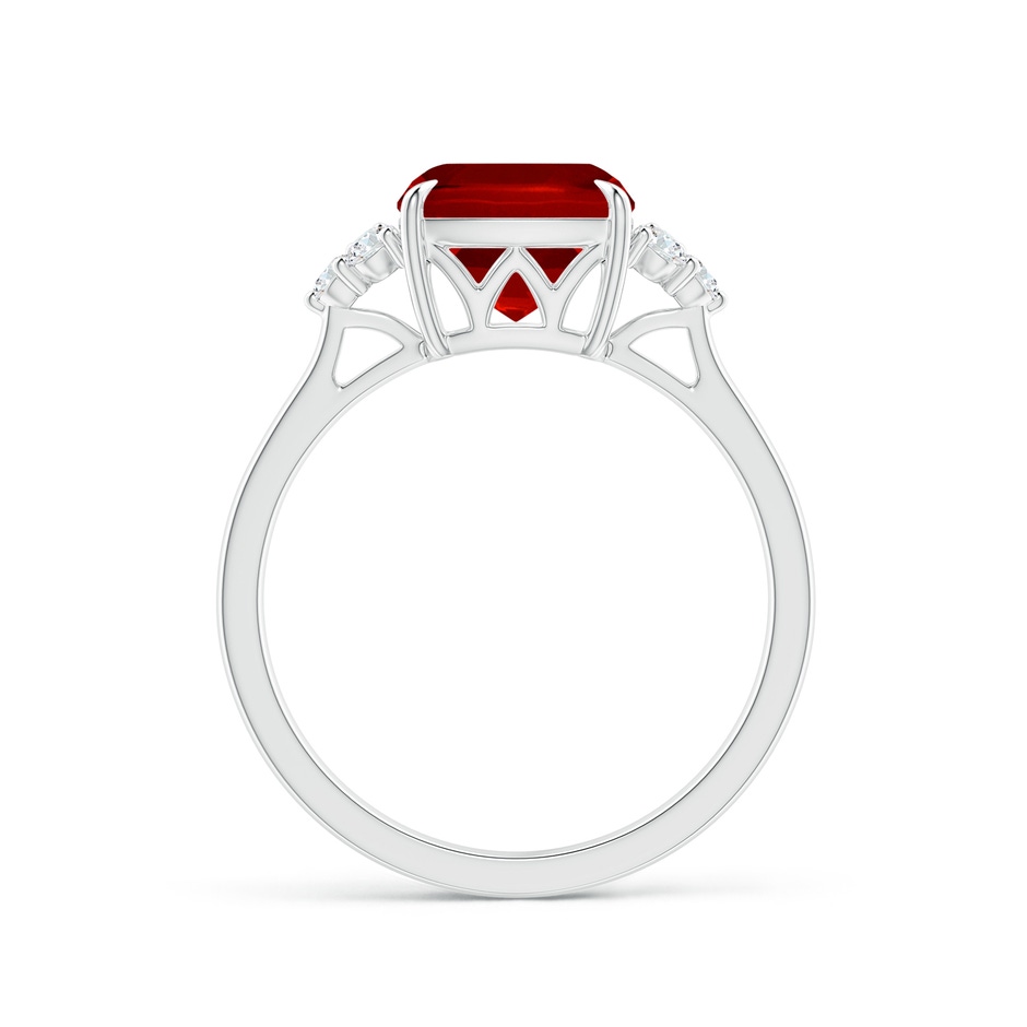 8mm Labgrown Lab-Grown Cushion Ruby Engagement Ring with Trio Diamonds in P950 Platinum side 199