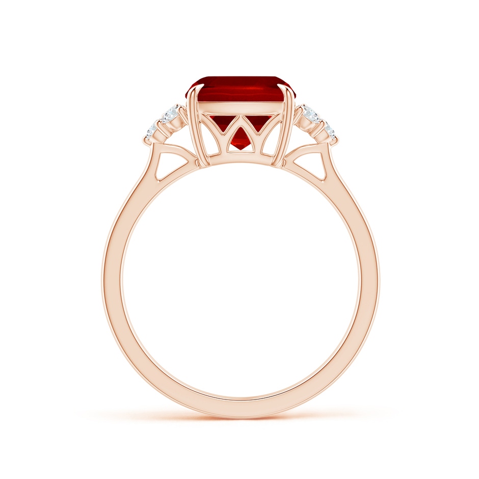 8mm Labgrown Lab-Grown Cushion Ruby Engagement Ring with Trio Diamonds in Rose Gold side 199