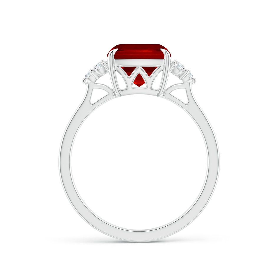 8mm Labgrown Lab-Grown Cushion Ruby Engagement Ring with Trio Diamonds in White Gold side 199