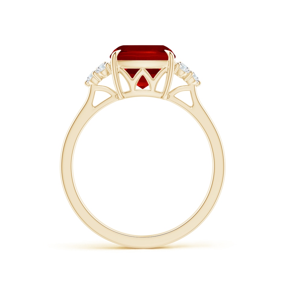 8mm Labgrown Lab-Grown Cushion Ruby Engagement Ring with Trio Diamonds in Yellow Gold side 199