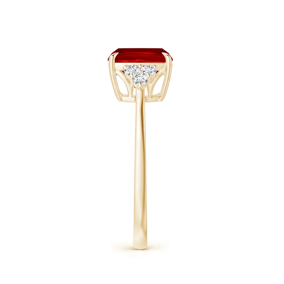 8mm Labgrown Lab-Grown Cushion Ruby Engagement Ring with Trio Diamonds in Yellow Gold side 299