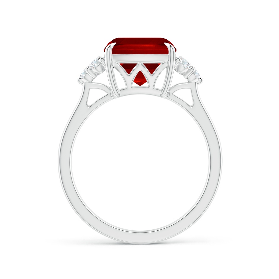 9mm Labgrown Lab-Grown Cushion Ruby Engagement Ring with Trio Diamonds in White Gold side 199