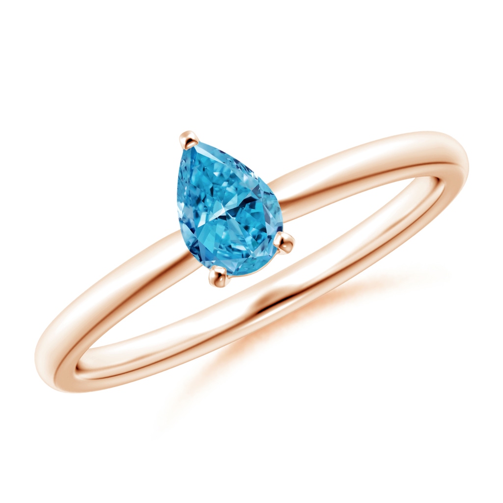 6x4mm Labgrown Solitaire Pear-Shaped Lab-Grown Fancy Intense Blue Diamond Engagement Ring in Rose Gold