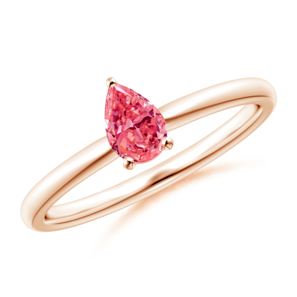 6x4mm Labgrown Solitaire Pear-Shaped Lab-Grown Fancy Intense Pink Diamond Engagement Ring in Rose Gold