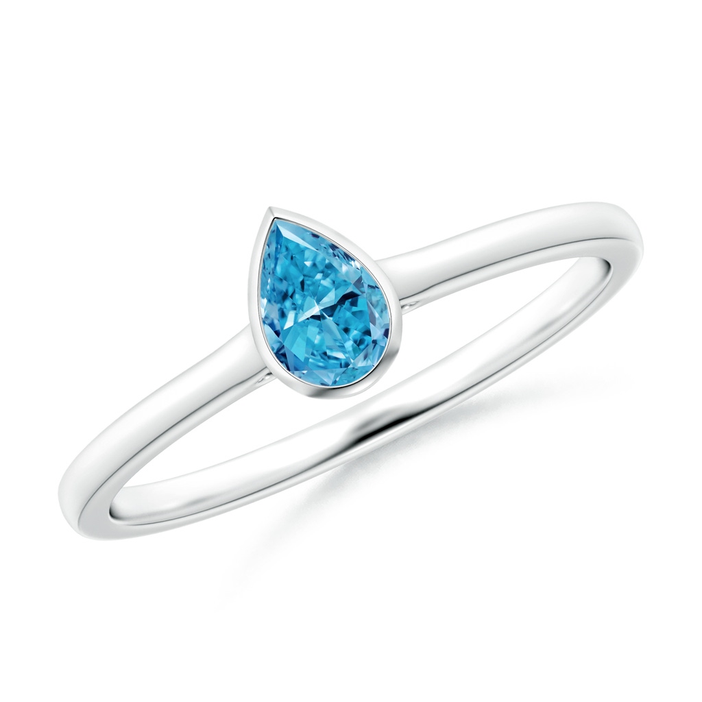 5x3mm Labgrown Bezel-Set Solitaire Pear-Shaped Lab-Grown Fancy Intense Blue Diamond Engagement Ring in P950 Platinum