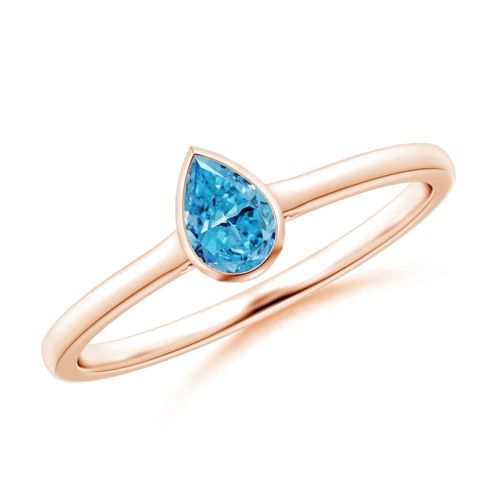 5x3mm Labgrown Bezel-Set Solitaire Pear-Shaped Lab-Grown Fancy Intense Blue Diamond Engagement Ring in Rose Gold