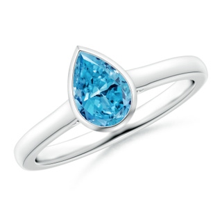 7x5mm Labgrown Bezel-Set Solitaire Pear-Shaped Lab-Grown Fancy Intense Blue Diamond Engagement Ring in P950 Platinum