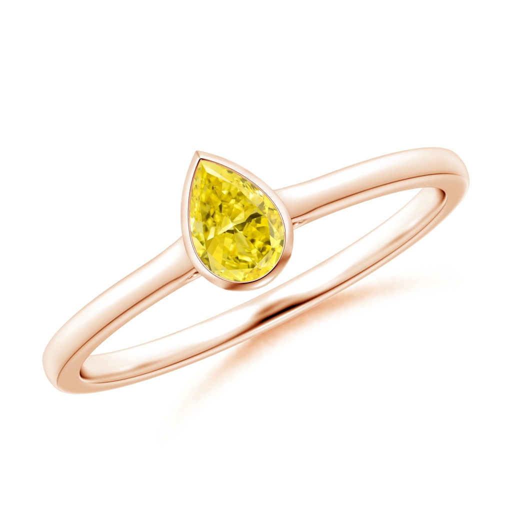 5x3mm Labgrown Bezel-Set Solitaire Pear-Shaped Lab-Grown Fancy Intense Yellow Diamond Engagement Ring in Rose Gold