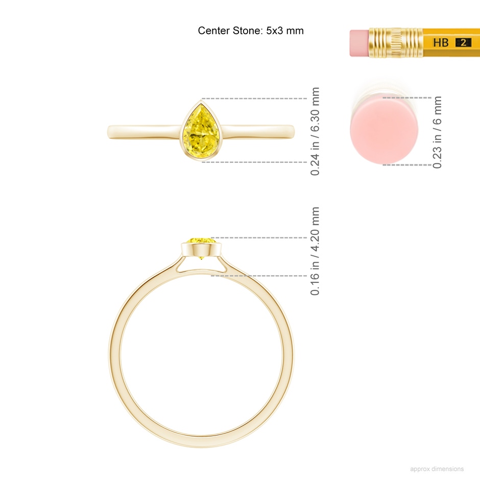 5x3mm Labgrown Bezel-Set Solitaire Pear-Shaped Lab-Grown Fancy Intense Yellow Diamond Engagement Ring in Yellow Gold ruler