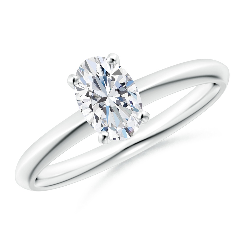 7x5mm FGVS Lab-Grown Oval Diamond Solitaire Knife-Edge Shank Engagement Ring in White Gold 