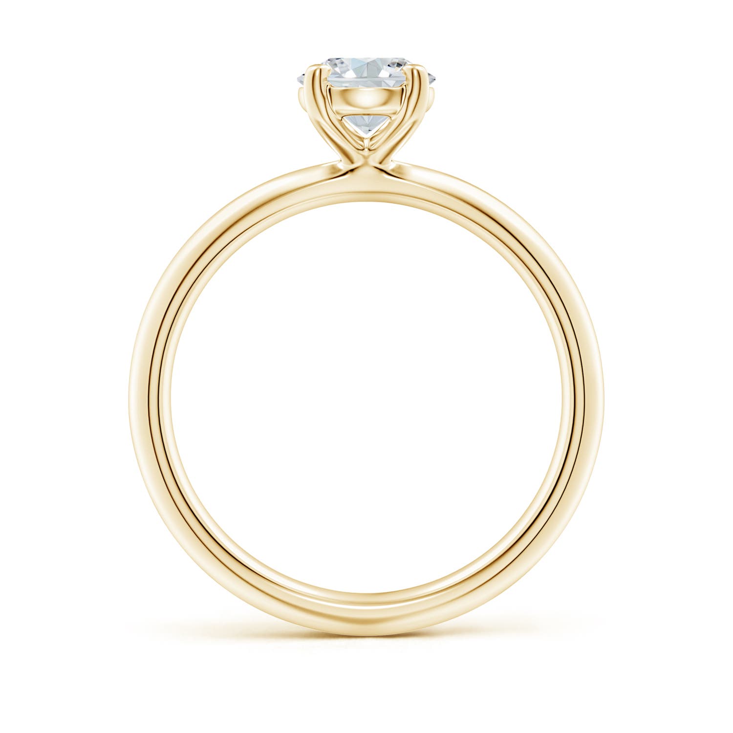 8x6mm FGVS Lab-Grown Oval Diamond Solitaire Knife-Edge Shank Engagement Ring in Yellow Gold - side 3