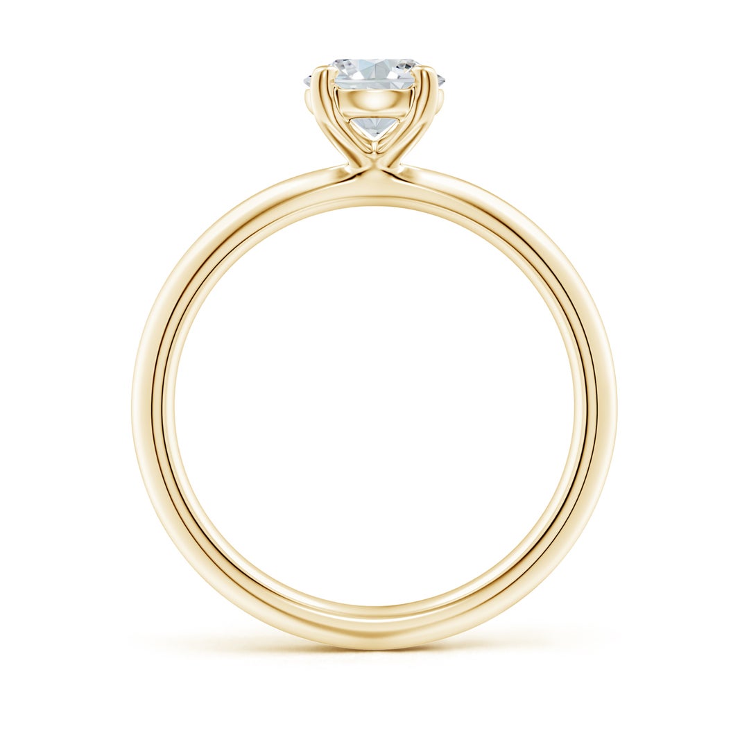 8x6mm FGVS Lab-Grown Oval Diamond Solitaire Knife-Edge Shank Engagement Ring in Yellow Gold - side 3