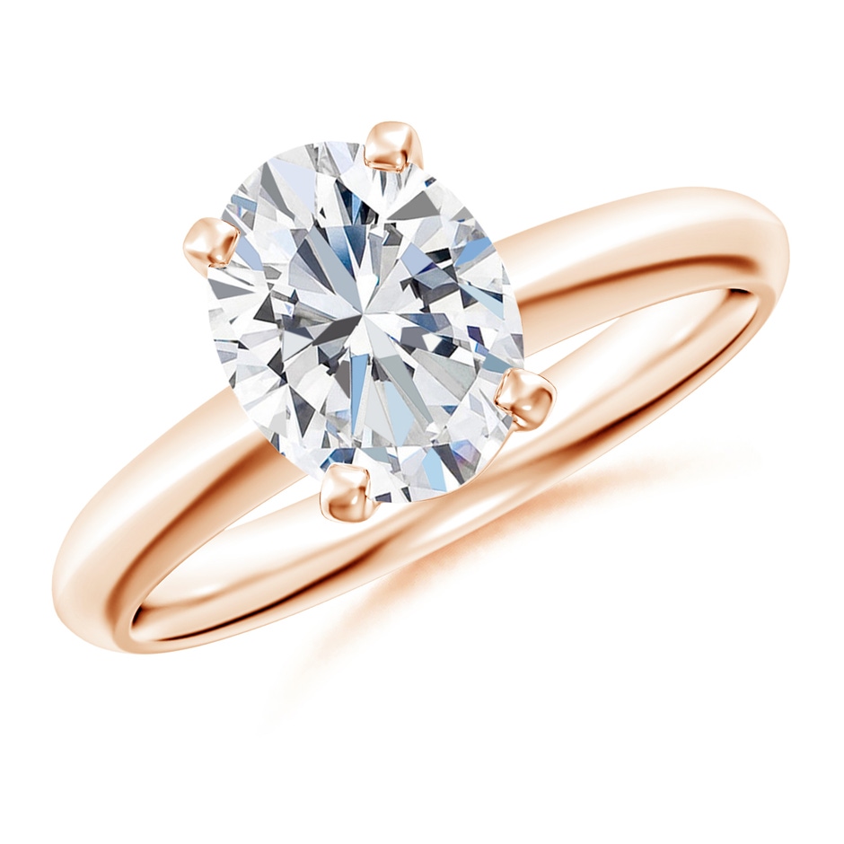 9x7mm FGVS Lab-Grown Oval Diamond Solitaire Knife-Edge Shank Engagement Ring in Rose Gold 