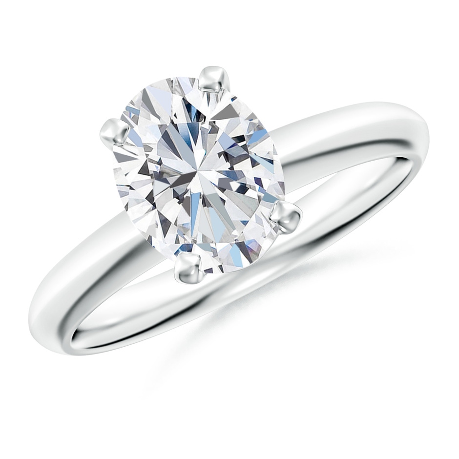 9x7mm FGVS Lab-Grown Oval Diamond Solitaire Knife-Edge Shank Engagement Ring in White Gold 