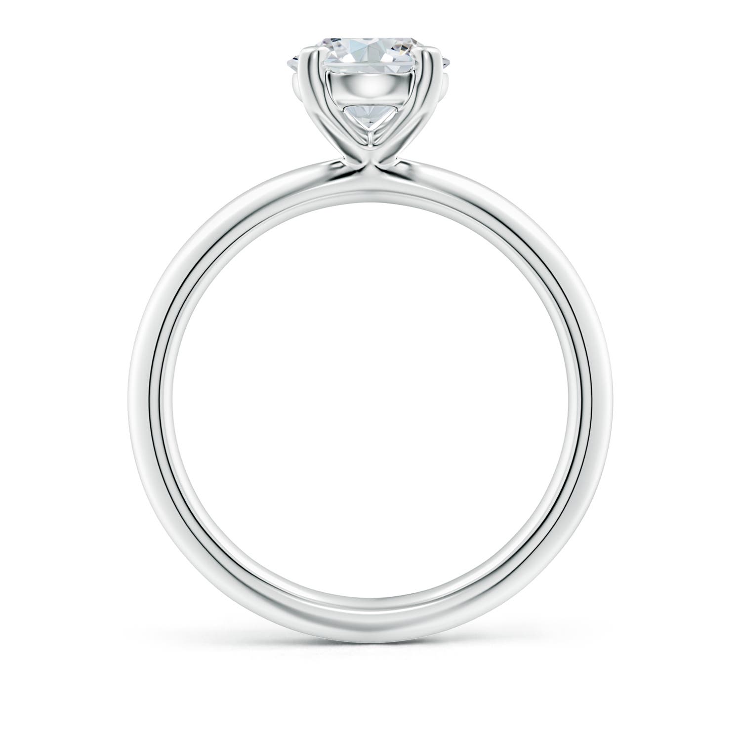 9x7mm FGVS Lab-Grown Oval Diamond Solitaire Knife-Edge Shank Engagement Ring in White Gold