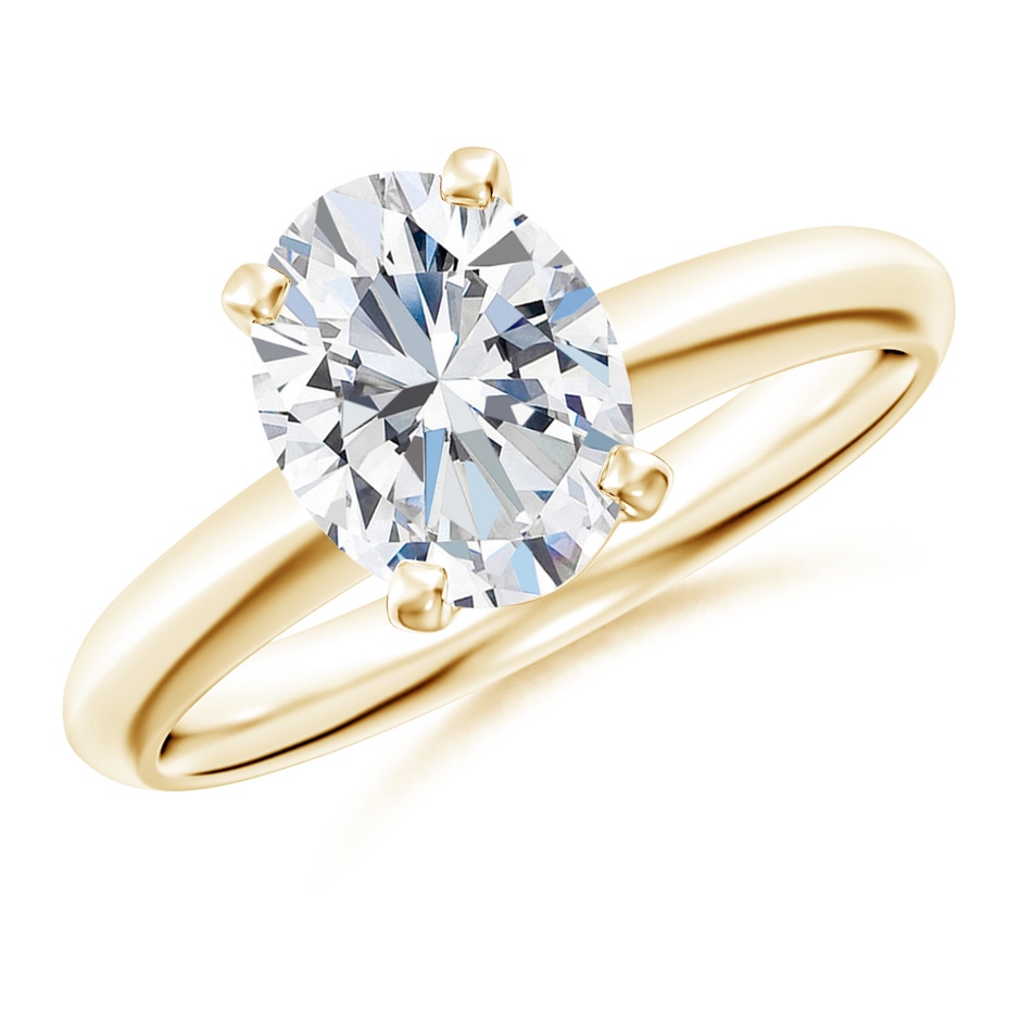 9x7mm FGVS Lab-Grown Oval Diamond Solitaire Knife-Edge Shank Engagement Ring in Yellow Gold 