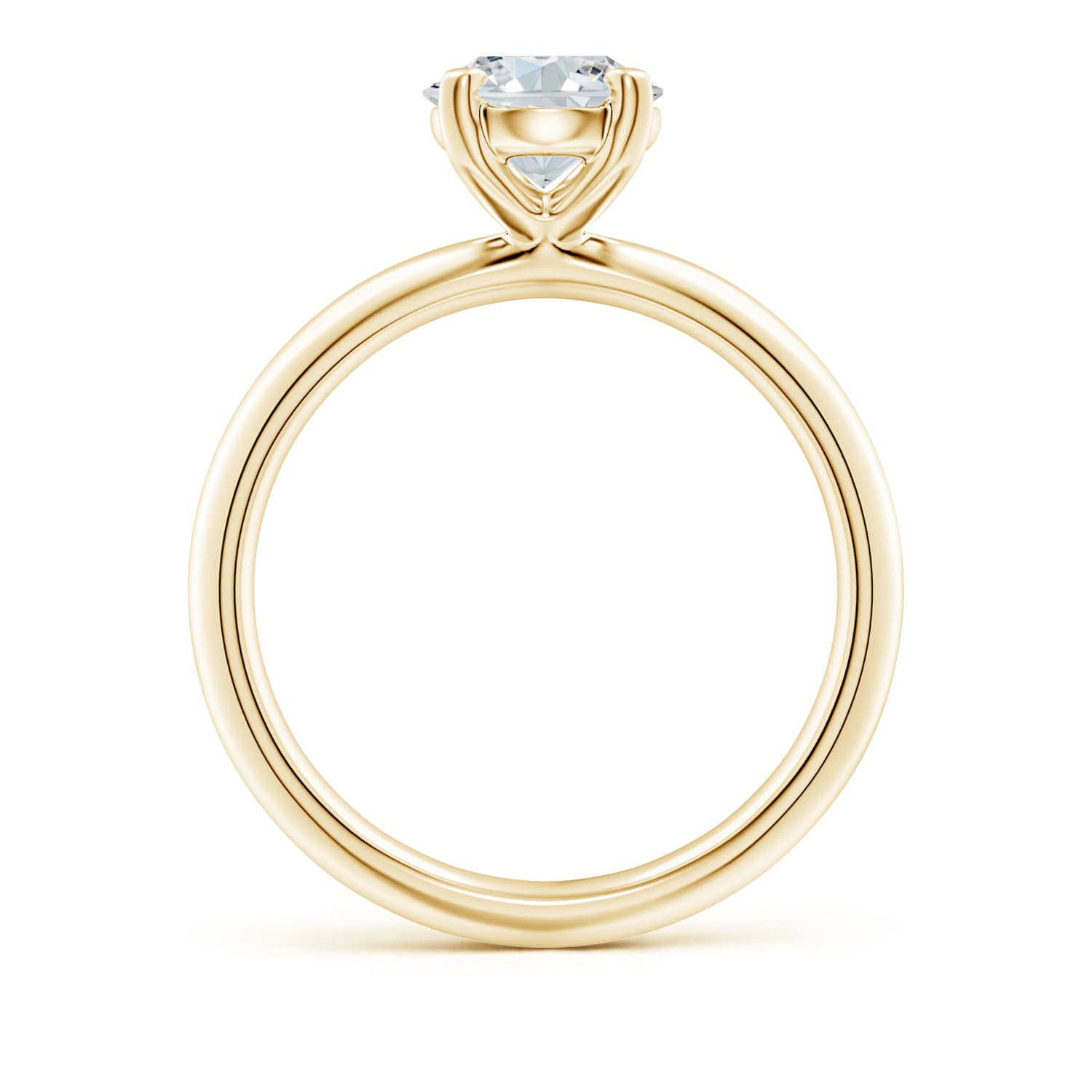 9x7mm FGVS Lab-Grown Oval Diamond Solitaire Knife-Edge Shank Engagement Ring in Yellow Gold