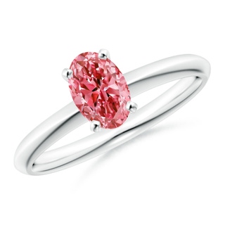 7x5mm Labgrown Oval Lab-Grown Fancy Intense Pink Diamond Solitaire Knife-Edge Shank Engagement Ring in P950 Platinum