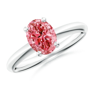 8x6mm Labgrown Oval Lab-Grown Fancy Intense Pink Diamond Solitaire Knife-Edge Shank Engagement Ring in P950 Platinum