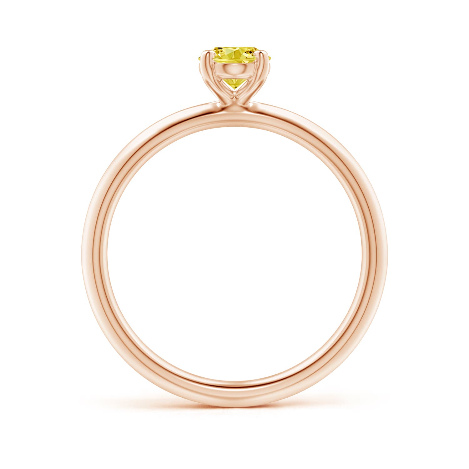 7x5mm Labgrown Oval Lab-Grown Fancy Intense Yellow Diamond Solitaire Knife-Edge Shank Engagement Ring in Rose Gold