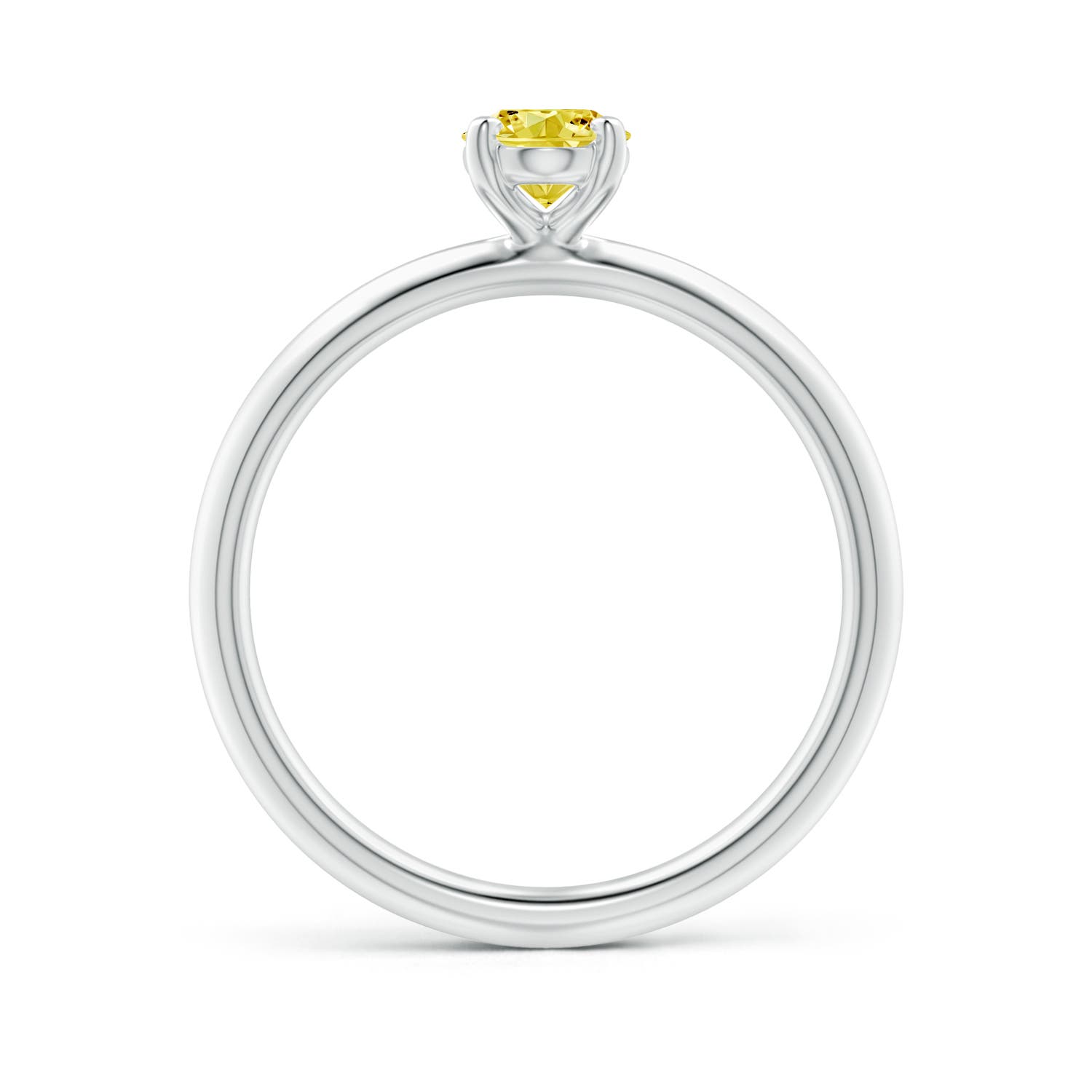 7x5mm Labgrown Oval Lab-Grown Fancy Intense Yellow Diamond Solitaire Knife-Edge Shank Engagement Ring in White Gold