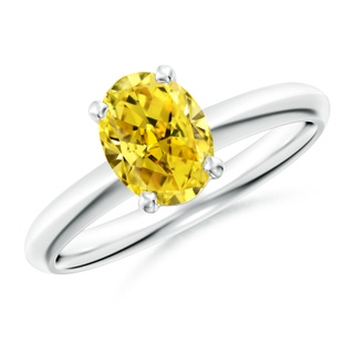 8x6mm Labgrown Oval Lab-Grown Fancy Intense Yellow Diamond Solitaire Knife-Edge Shank Engagement Ring in P950 Platinum