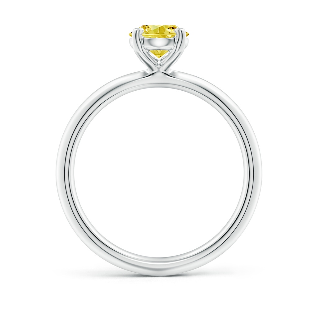 8x6mm Labgrown Oval Lab-Grown Fancy Intense Yellow Diamond Solitaire Knife-Edge Shank Engagement Ring in White Gold - side 199