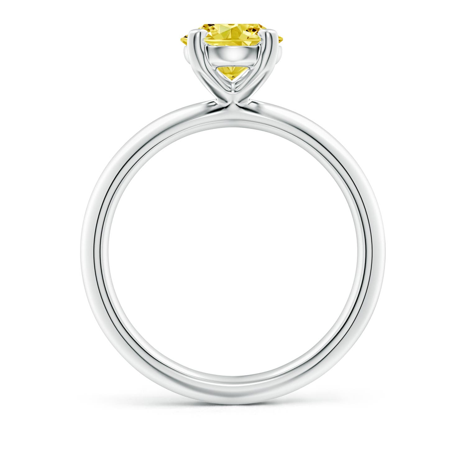 9x7mm Labgrown Oval Lab-Grown Fancy Intense Yellow Diamond Solitaire Knife-Edge Shank Engagement Ring in P950 Platinum