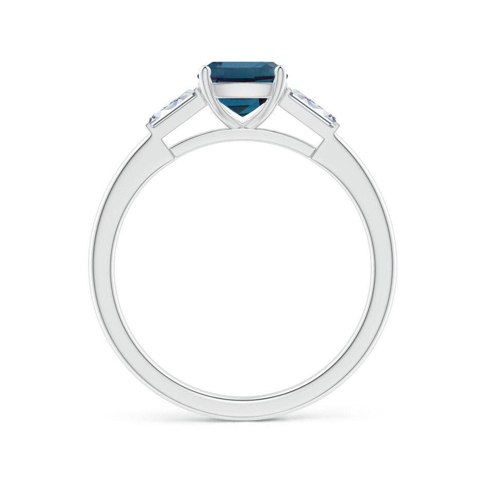 6mm Labgrown Cushion Lab-Grown Alexandrite Ring with Bar-Set Tapered Baguette Diamonds in P950 Platinum side 199