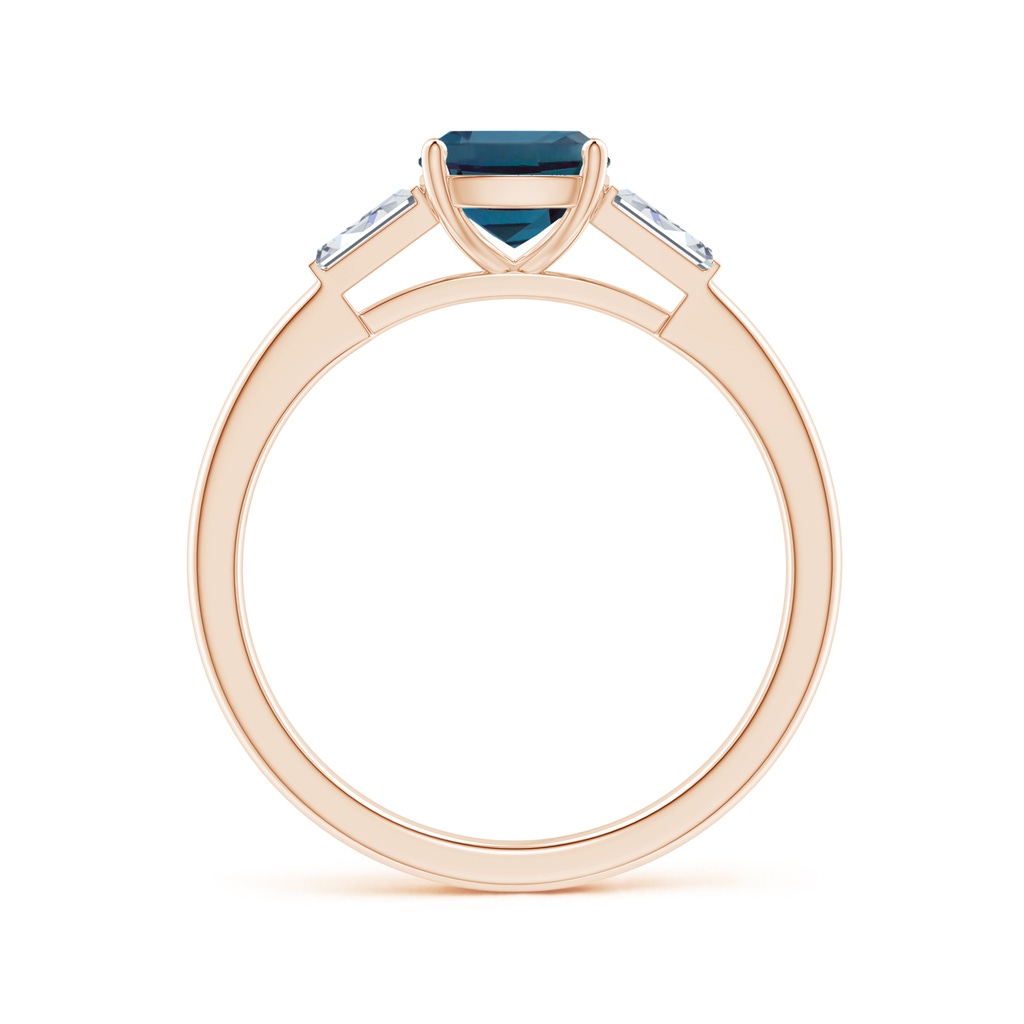 6mm Labgrown Cushion Lab-Grown Alexandrite Ring with Bar-Set Tapered Baguette Diamonds in Rose Gold - side 199