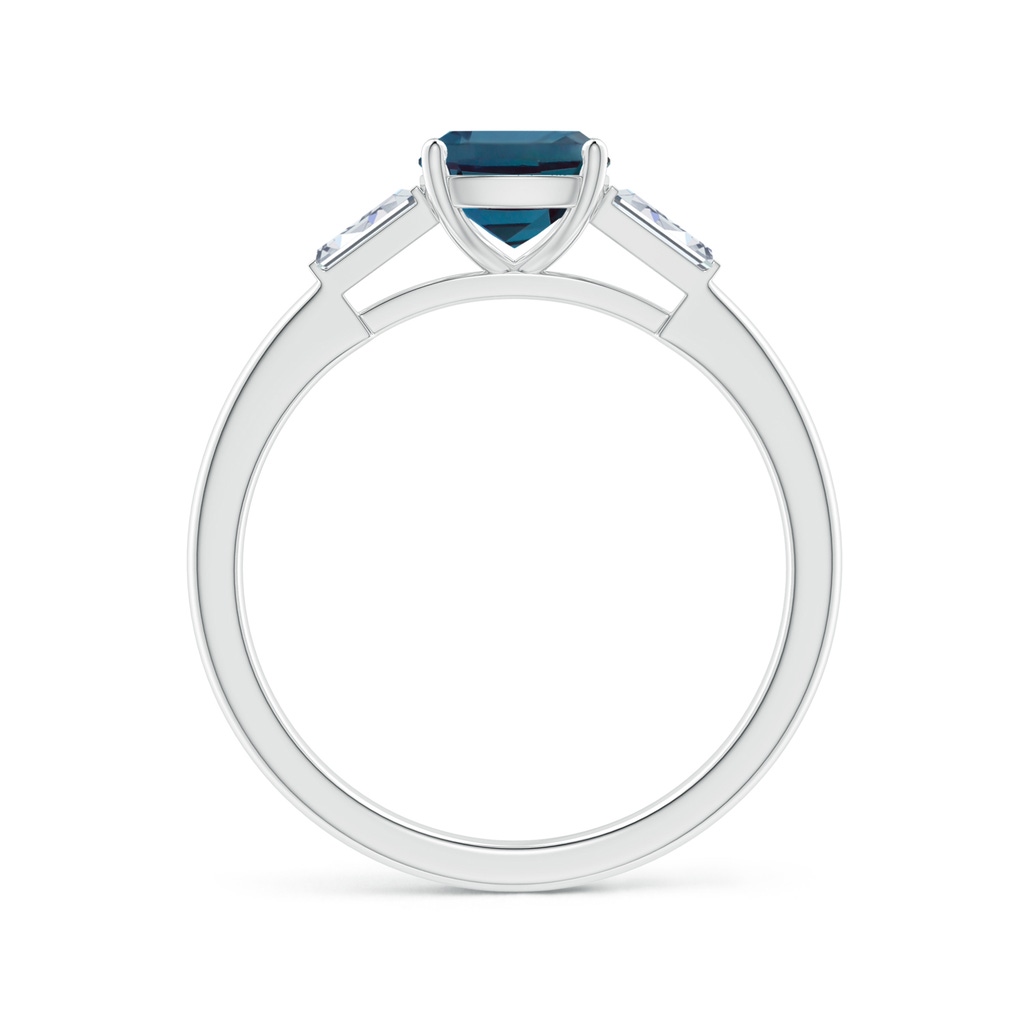 6mm Labgrown Cushion Lab-Grown Alexandrite Ring with Bar-Set Tapered Baguette Diamonds in White Gold - side 199