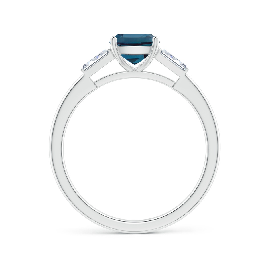 6mm Labgrown Cushion Lab-Grown Alexandrite Ring with Bar-Set Tapered Baguette Diamonds in White Gold side 199