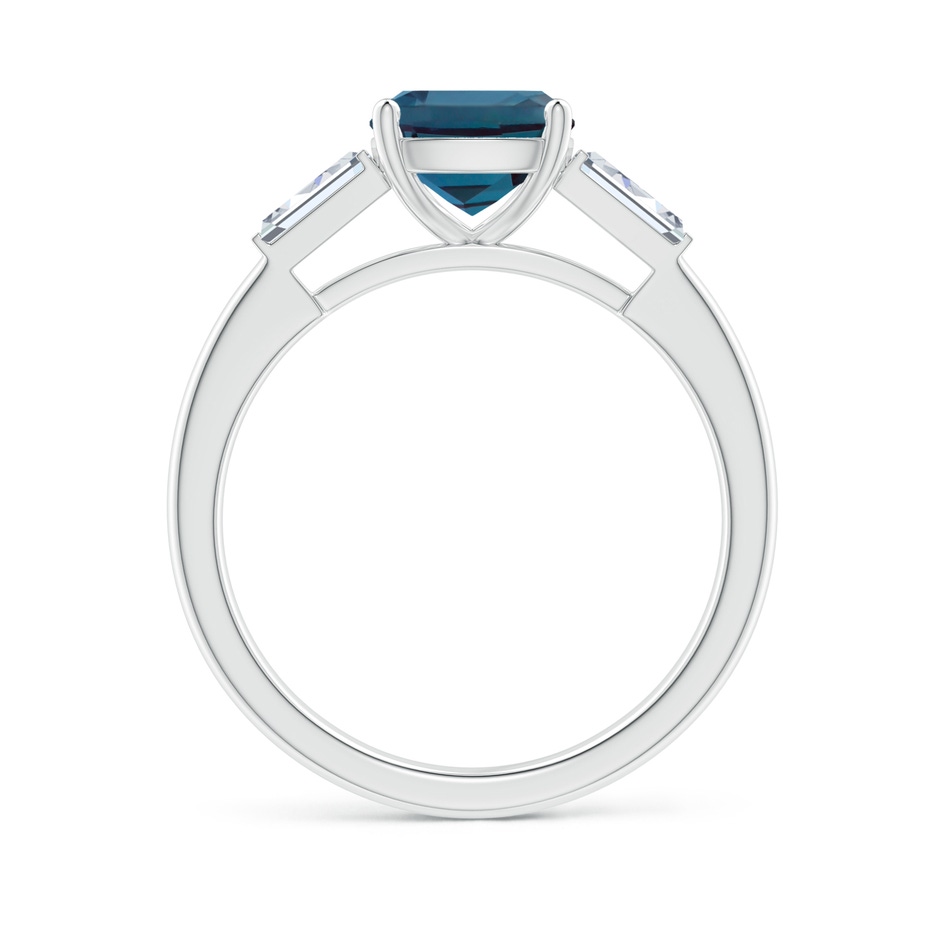 7mm Labgrown Cushion Lab-Grown Alexandrite Ring with Bar-Set Tapered Baguette Diamonds in P950 Platinum side 199