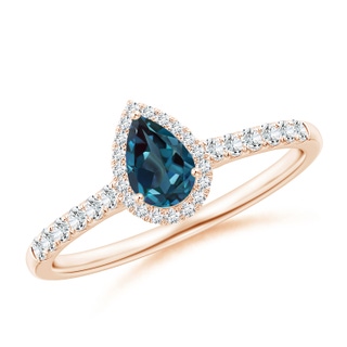 6x4mm Labgrown Pear-Shaped Lab-Grown Alexandrite Halo Engagement Ring in 9K Rose Gold