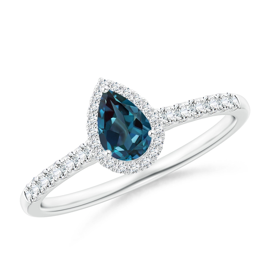 6x4mm Labgrown Pear-Shaped Lab-Grown Alexandrite Halo Engagement Ring in 9K White Gold 