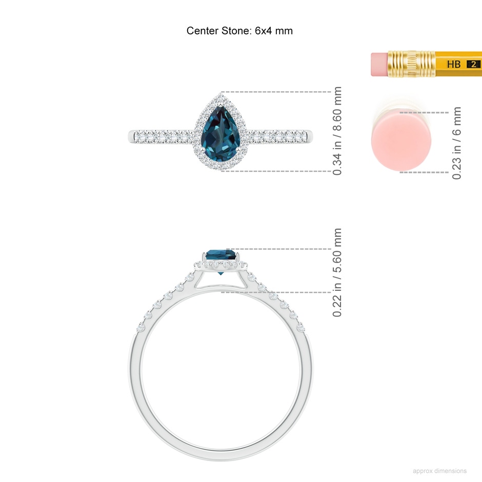 6x4mm Labgrown Pear-Shaped Lab-Grown Alexandrite Halo Engagement Ring in White Gold ruler
