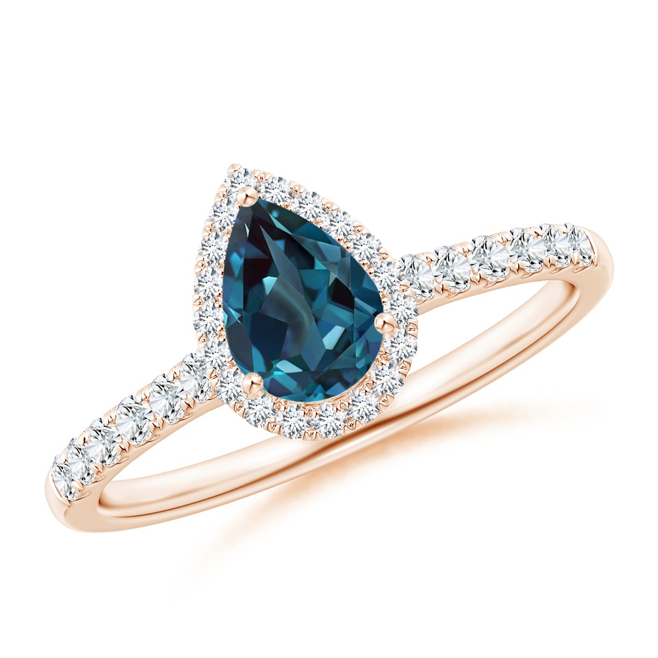 7x5mm Labgrown Pear-Shaped Lab-Grown Alexandrite Halo Engagement Ring in Rose Gold 