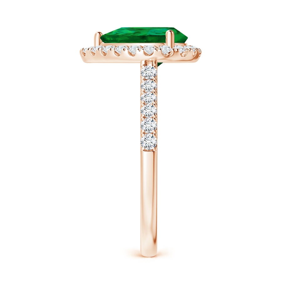 10x8mm Labgrown Lab-Grown Pear-Shaped Emerald Halo Engagement Ring in Rose Gold side 299